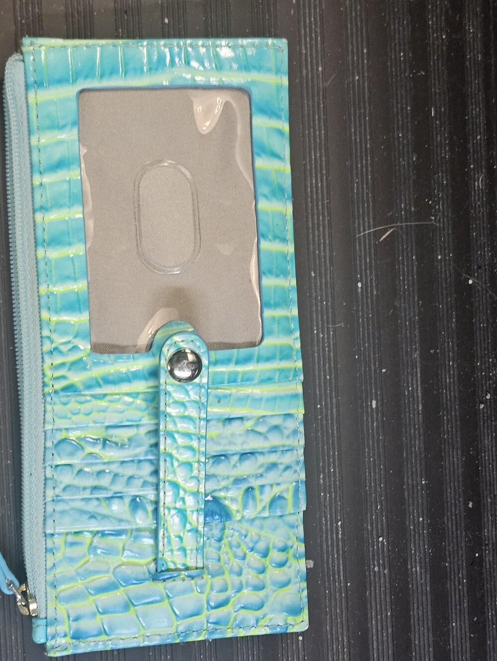 Brahmin Turquoise Teal Croc-Texture Phone Wallet with ID Window